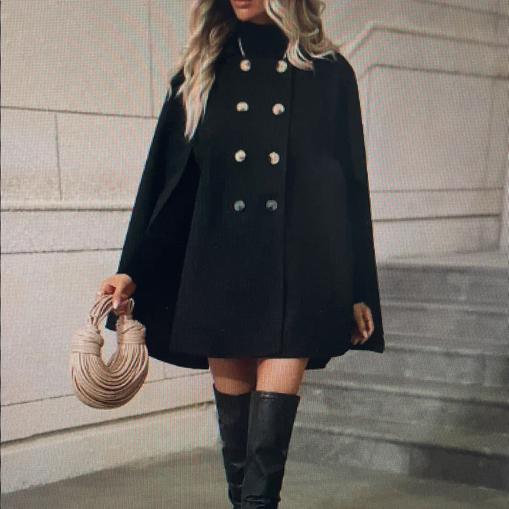 Sophisticated Women's Black Cape Coat
